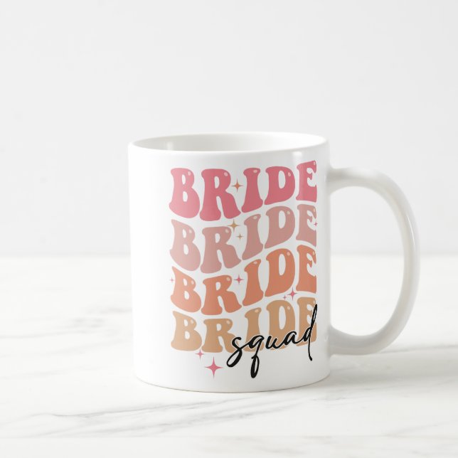 Bride Squad Groovy Theme Brautparty Bachelorett Kaffeetasse (Rechts)