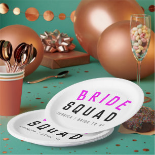 Bride Squad   Hot Pink Bachelorette Bridesmaid Pappteller