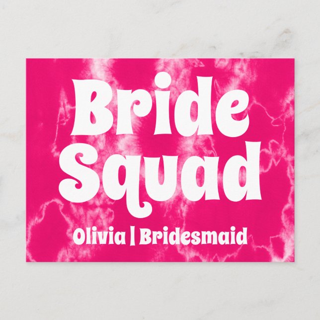 Bride Squad | Hot Pink Bachelorette Bridesmaid Postkarte (Vorderseite)