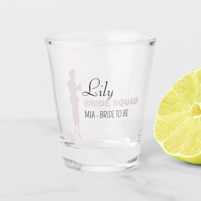 Bride Squad | Hot Pink Bachelorette Bridesmaid Schnapsglas (Vorderseite)