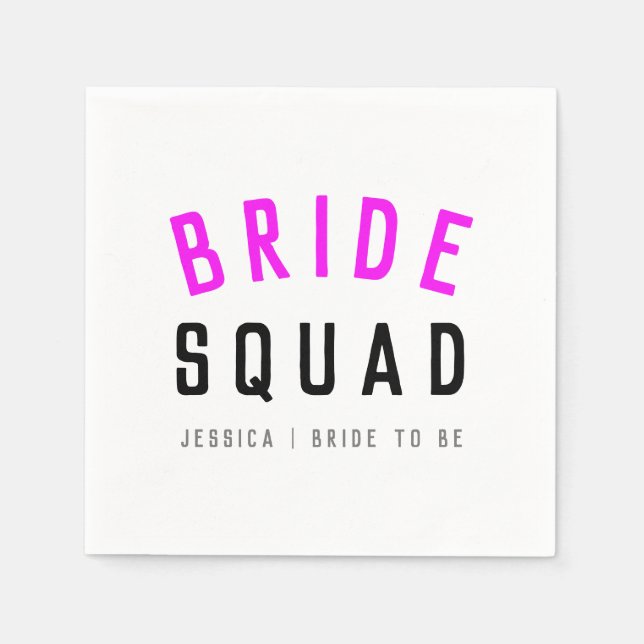 Bride Squad | Hot Pink Bachelorette Bridesmaid Serviette (Vorderseite)