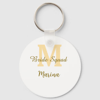Bride squad monogram golden bridal shower simple  schlüsselanhänger