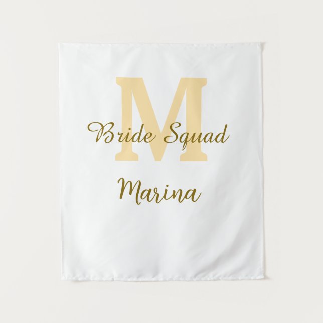 Bride squad monogram golden bridal shower simple  wandteppich (Vorderseite)