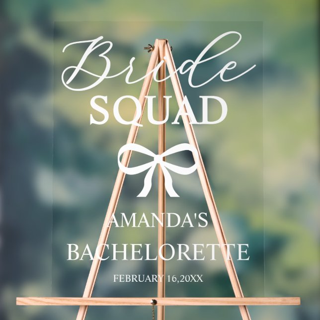 Bride Squad Personalized Bachelorette Welcome Acrylschild (Neutral)