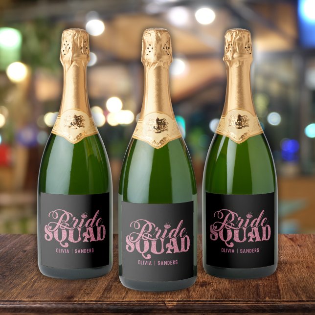 Bride Squad Pink Glitter Bachelorette Party Design (Von Creator hochgeladen)