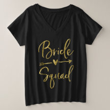 Bride Squad Plus-Größe VNeck Imitate Gold Script A