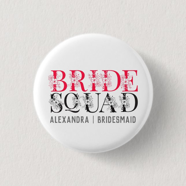 Bride Squad | Rosa Junggeselinnen-Abschied Bridesm Button (Vorderseite)