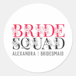 Bride Squad Rosa Junggeselinnen-Abschied Bridesm Runder Aufkleber