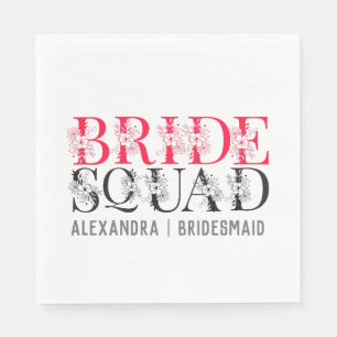 Bride Squad Rosa Junggeselinnen-Abschied Bridesm Serviette