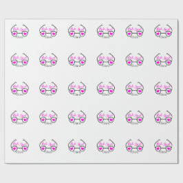 Bride Squad rosa schwarze Brille Herz Brautjungfra Geschenkpapier