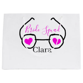 Bride Squad rosa schwarze Brille Herz Brautjungfra Große Geschenktüte
