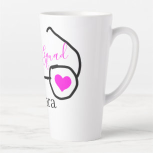 Bride Squad rosa schwarze Brille Herz Brautjungfra Milchtasse