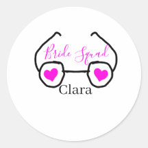 Bride Squad rosa schwarze Brille Herz Brautjungfra