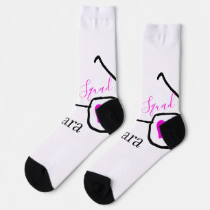 Bride Squad rosa schwarze Brille Herz Brautjungfra Socken