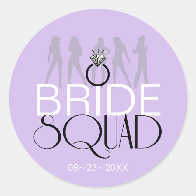 Bride Squad Silhouetten Black on Lites ID252 Runder Aufkleber (Vorderseite)