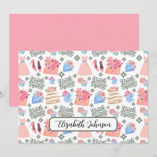 Bride Squad Wedding Note Card Mitteilungskarte (Vorne/Hinten)