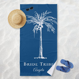 Bride Stamm Blue White Palm Tree Custom Strandtuch