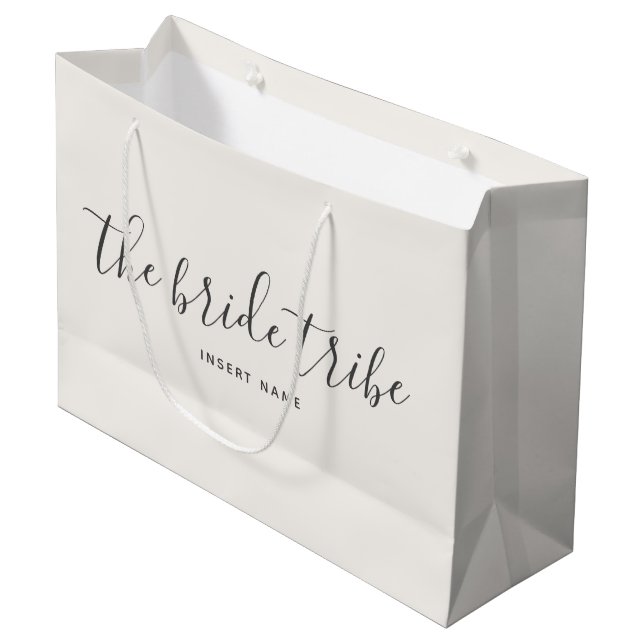 Bride Stamm Off-White Cream Wedding Große Geschenktüte (Vorderseite Schrägansicht)