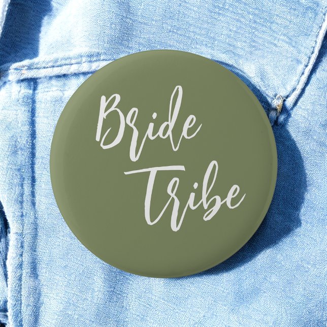 Bride Stamm Sage Green White Wedding Button (Von Creator hochgeladen)