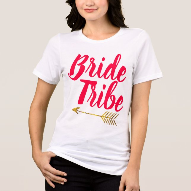 Bride Stamm Typografie Kalliaphy Hand Lettisch Tri-Blend Shirt (Vorderseite)