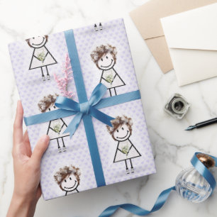 Bride Stick Girl In Sneakers auf Herzen Geschenkpapier