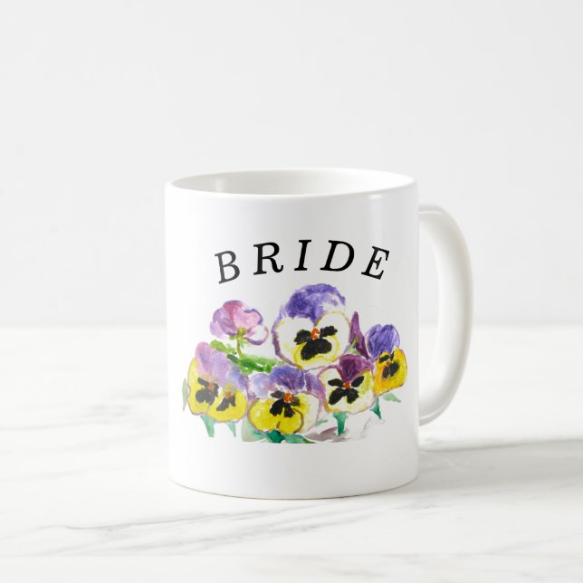 Bride Stiefmütterchen Floral Vintag Boho Wedding Kaffeetasse (VorderseiteRechts)