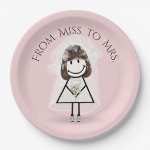 Bride Strichfigur-Mädchen in Sneakers mit Daisy Bo Pappteller