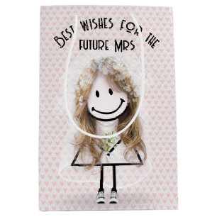 Bride Strichfigur-Mädchen in Sneakers on Hearts Mittlere Geschenktüte
