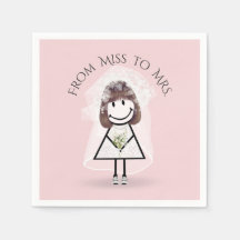 Bride Strichfigur-Mädchen mit Daisy Bouquet in Sne