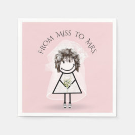 Bride Strichfigur-Mädchen mit Daisy Bouquet in Sne Serviette