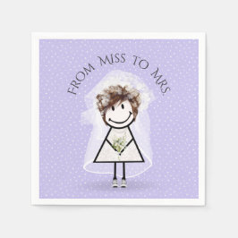 Bride Strichfigur-Mädchen mit Sneakers auf Punkten Serviette