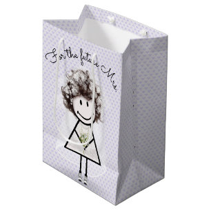 Bride Strichmännchen Girl in Spitzenkleidung und S Mittlere Geschenktüte