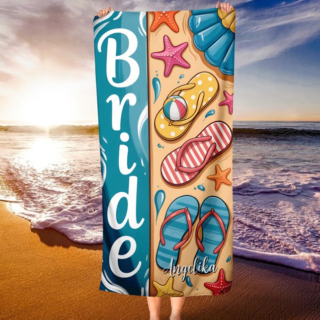 Bride Summer Seashore Vibes Flip-Flops Wedding Strandtuch (Von Creator hochgeladen)