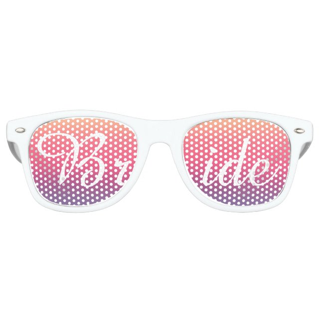 Bride Sunset Watercolor Ombre Lila Beach Partybrille (Vorderseite)