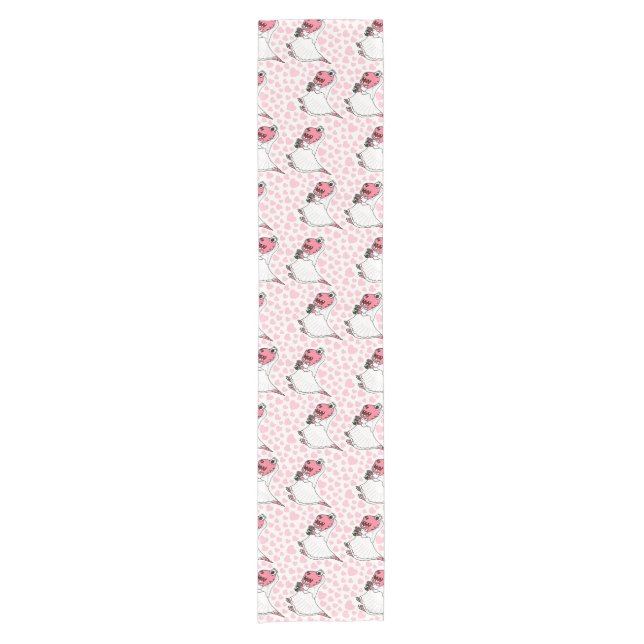 Bride T-Rex Dinosaur Hearts Wedding Bachelorette Kurzer Tischläufer (Vorderseite)