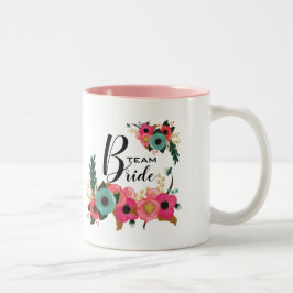 Bride Team. Bridesmaid Moderne Blumenpraxis Zweifarbige Tasse