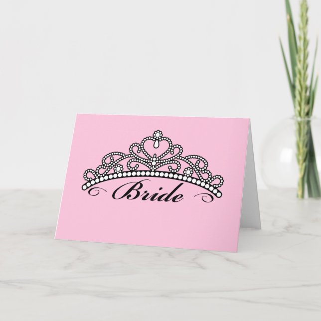 Bride Tiara Grußkarte (rosa Hintergrund) Karte (Vorderseite)