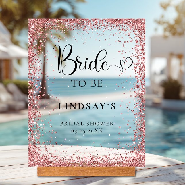 BRIDE TO BE! Copper Glitter Bridal Shower  Acrylschild (BRIDE TO BE! Copper Glitter Bridal Shower Acrylic Sign)