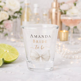 Bride to be ivory bow pearls elegant Bachelorette Schnapsglas