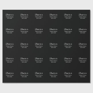 Bride to be name date black white bridal shower we geschenkpapier