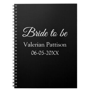 Bride to be name date black white bridal shower we notizblock