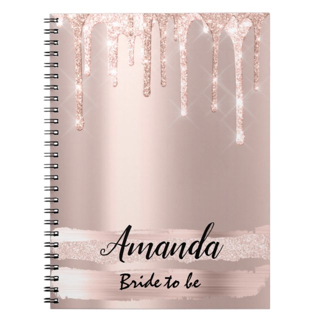 Bride To Be Name Rose Pink Sweet 16th Drips Rose Notizblock (Vorderseite)
