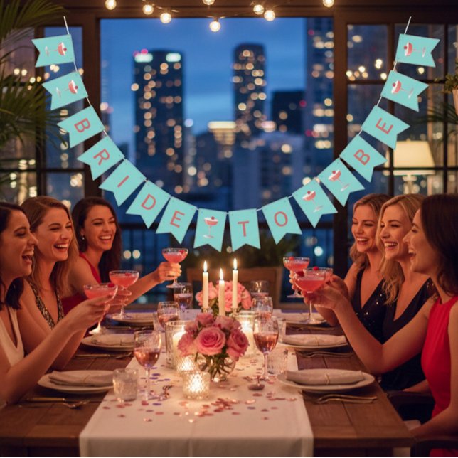 Bride to Be Raspberry Cocktail Bunting Banner (Von Creator hochgeladen)