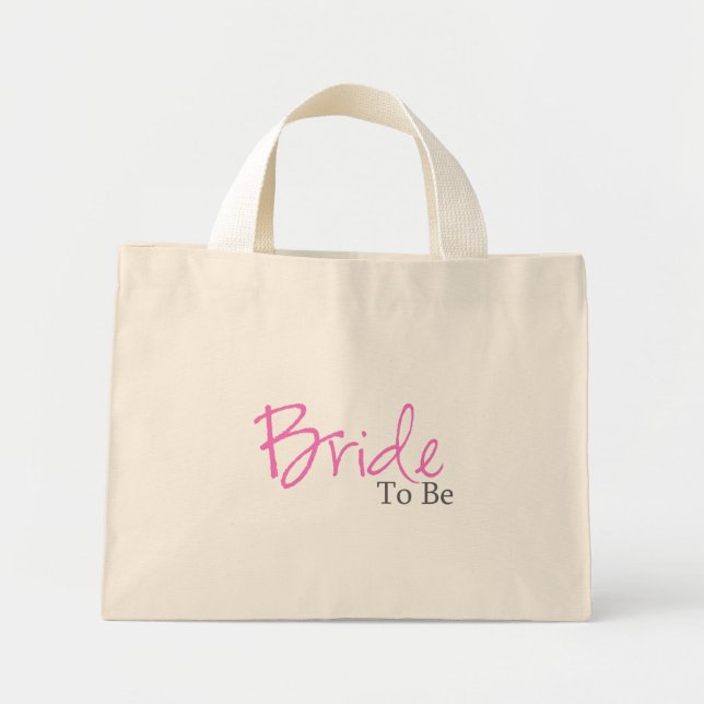 Bride To Be (rosa Script) Mini Stoffbeutel (Vorne)
