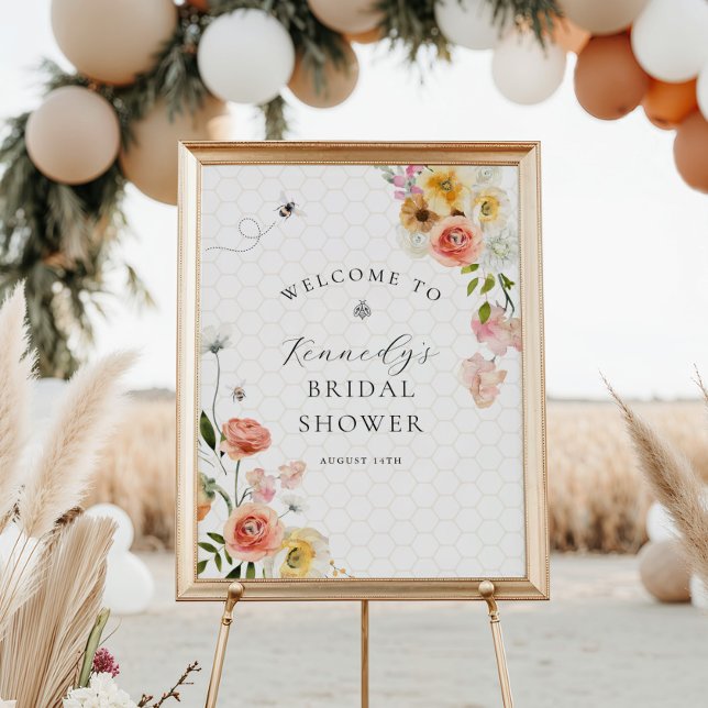 Bride to Bee Floral Baby Shower Welcome Poster (Von Creator hochgeladen)