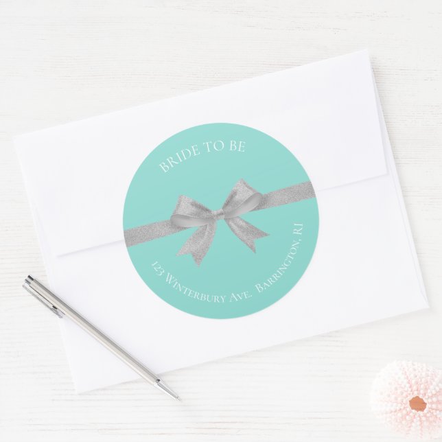 BRIDE-Touch der Silver Wedding Suite-Rücksendeadre Runder Aufkleber (Umschlag)