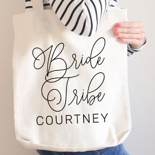 Bride Tribe Black Modern Script Custom Bridesmaid Tragetasche