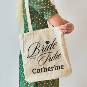 Bride Tribe Black Modern Script Custom Bridesmaid Tragetasche