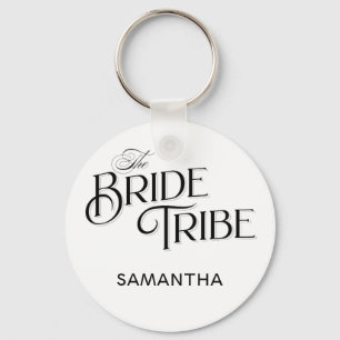 Bride Tribe Black Script Custom Bridesmaid Wedding Schlüsselanhänger