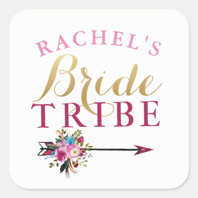 Bride Tribe Bridal Shower Stickers Floral Hen (Vorderseite)